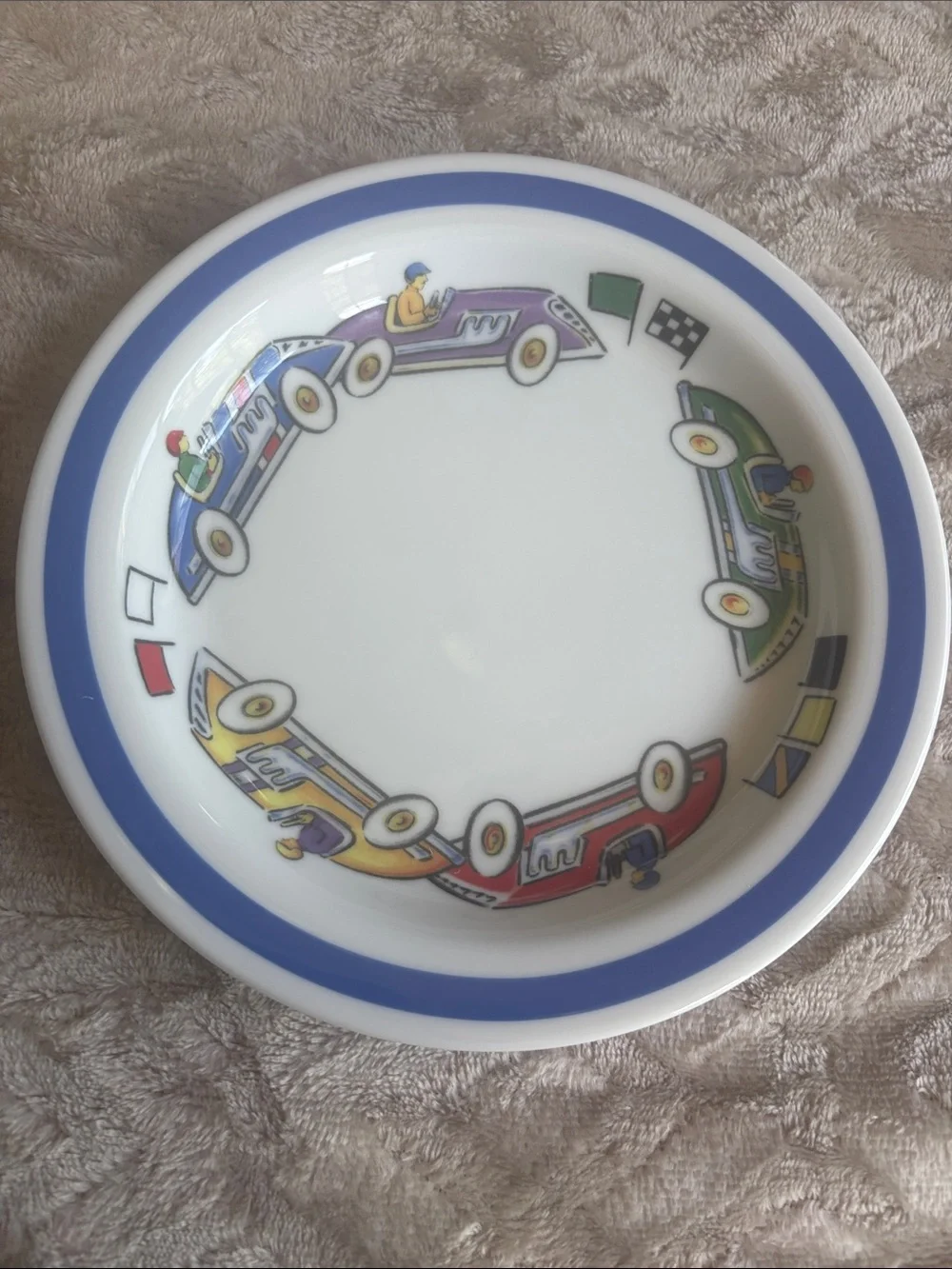 Vintage Tiffany & Co. Race Cars 3 Pc Children's Dinner Set
